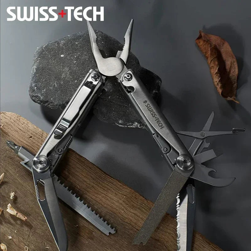 SWISS+TECH™ Multiherramienta 18 en 1 (Replica Leatherman Surge Wave con bloqueo de seguridad)
