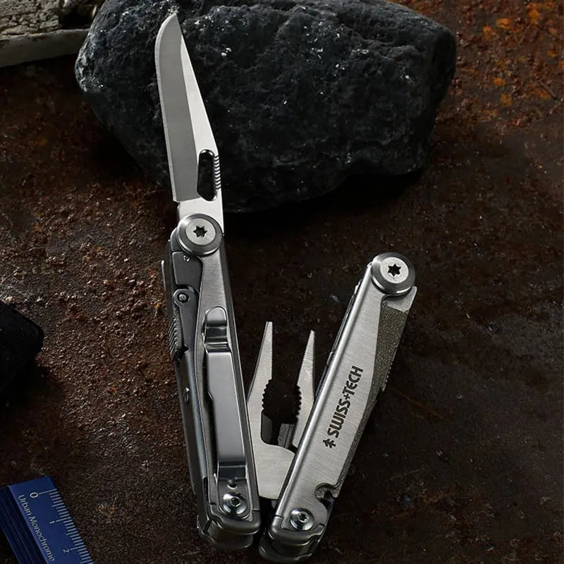 SWISS+TECH™ Multiherramienta 18 en 1 (Replica Leatherman Surge Wave con bloqueo de seguridad)